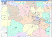 Ann Arbor Metro Area Wall Map Color Cast Style